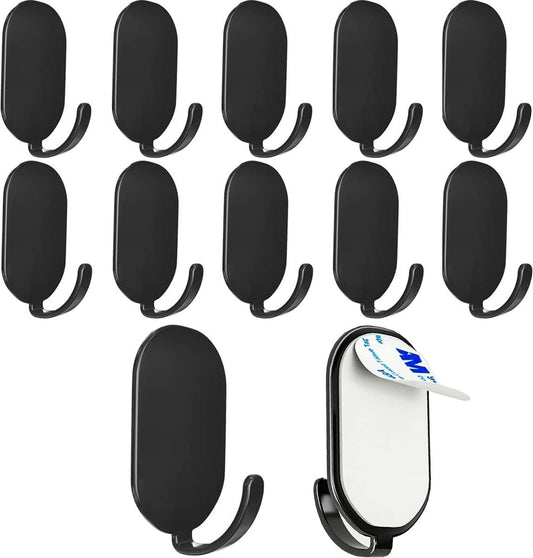 10 Self-Adhesive Hanging Hooks - Stainless Steel - Towel Hooks - Thicker - Wall Hooks - Stick-on Hooks - V1188-MS101-02067-1
