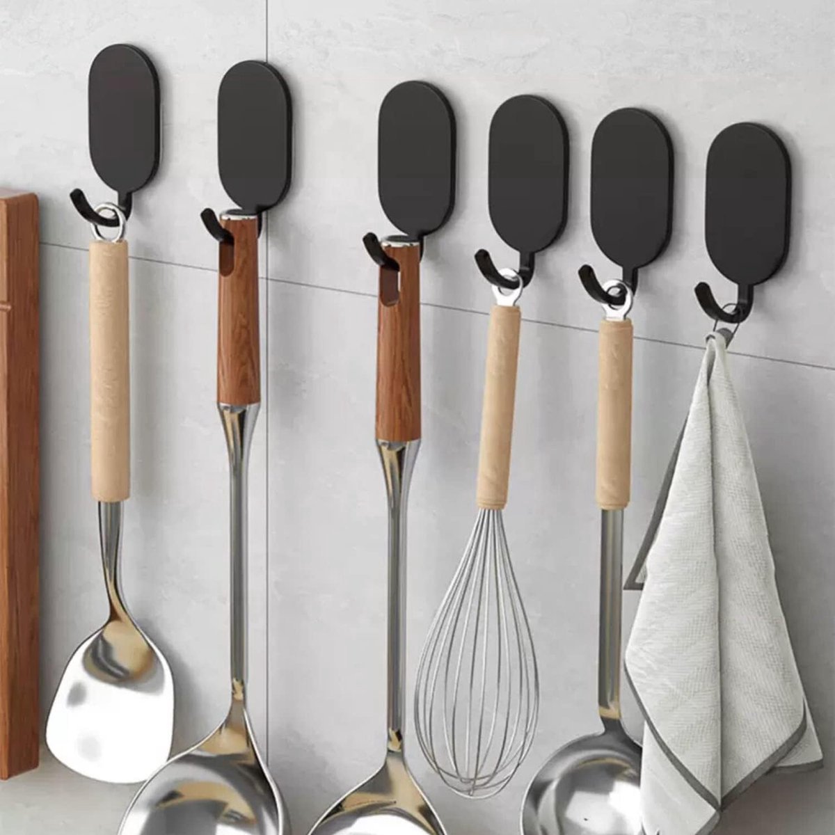 10 Self-Adhesive Hanging Hooks - Stainless Steel - Towel Hooks - Thicker - Wall Hooks - Stick-on Hooks - V1188-MS101-02067-1