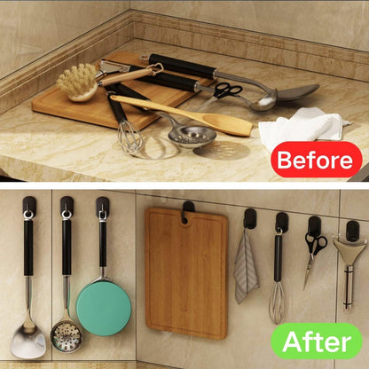 10 Self-Adhesive Hanging Hooks - Stainless Steel - Towel Hooks - Thicker - Wall Hooks - Stick-on Hooks - V1188-MS101-02067-1