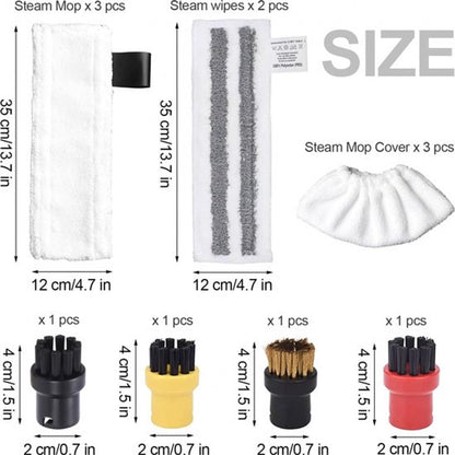 Accessory Set Suitable For Karcher Easyfix Sc2, Sc3, Sc4 & Sc5 - Steam Cleaner Accessories - 12-Piece - V1188-MS101-02071-1