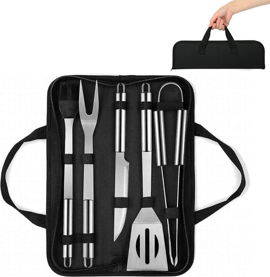 BBQ Accessories Set - 5-Piece BBQ Set - Stainless Steel Barbecue Tool Set - Barbecue Accessories - BBQ Tongs V1188-MS101-02082-1