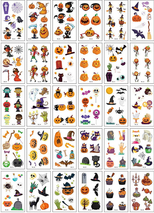 30 Sheets of Kids Halloween Tattoo Stickers - Halloween Decorations - Temporary Tattoo Stickers for Boys and V1188-MS101-02094-1