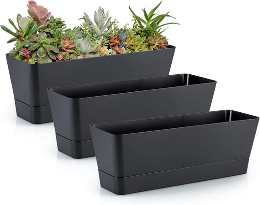 Flower pots - Balcony plant pot/flower pot - Railing/fence - Garden - rectangle - flower boxes - 3 pieces V1188-MS101-02101-1