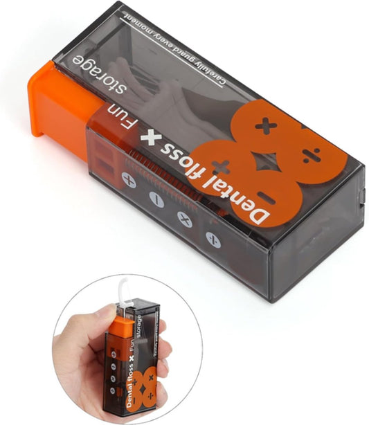Dental Floss Dispenser Incl. 10x Dental Floss - Portable Floss Dispenser - Black/Orange - 1 Piece V1188-MS101-02107-1