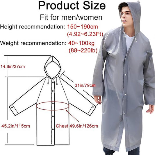 2x Raincoat - Hooded Raincoat - Rain Suit - Portable - Men's / Women's Raincoat - Thicker - Tear-Resistant - V1188-MS101-02124-1