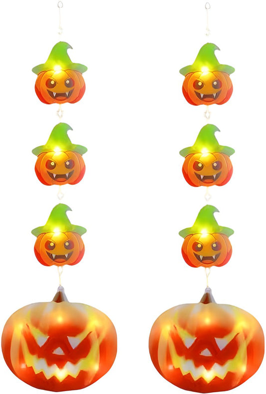 Halloween Decoration Window Lights - Orange Pumpkin Lantern Lights - Halloween Fairy Lights - 2 Pieces LED V1188-MS101-02128-1