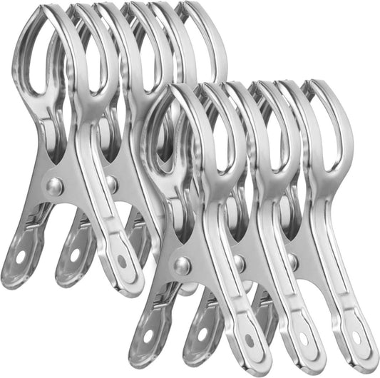 Clothes Pegs - 18 Pieces - Beach Towel Anti-Wind Pegs for Beach Chair - Stainless Steel - Large - Opening 6 V1188-MS101-02134-1