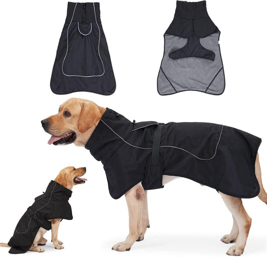 Dog Coat - Warm Coat for Dogs - Reflective Dog Coat with Fur Collar - Back Length 40cm - Dog Weight 8-11kg - V1188-MS101-02140-1
