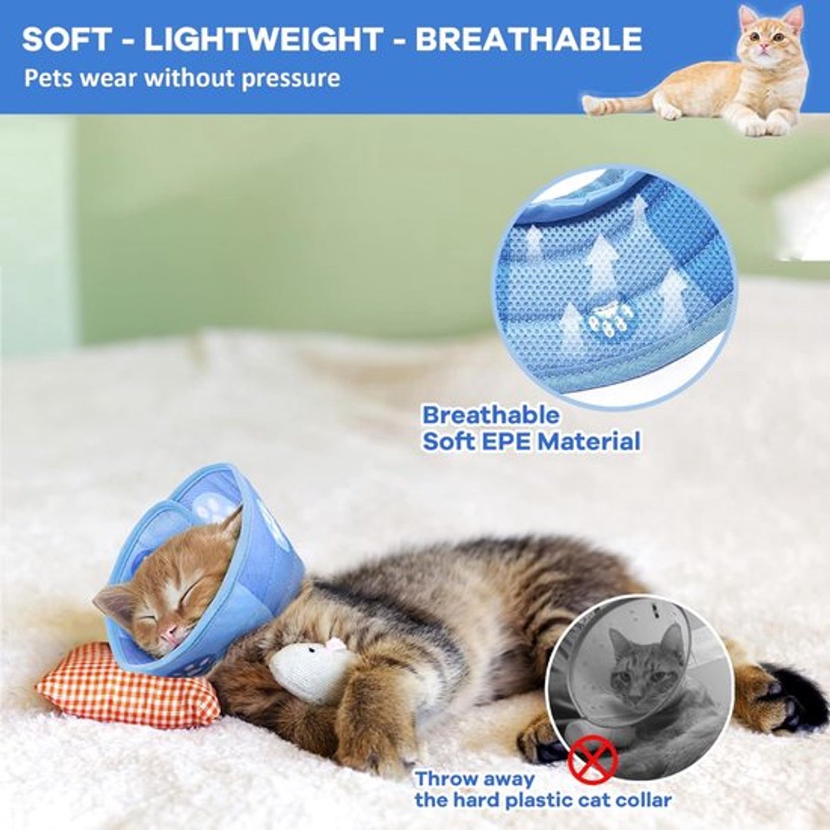 Cat collar - Cat recovery collar - Cat collar - Cat cone - Elizabethan Collars For Cats - Cat Collar - V1188-MS101-02144-1