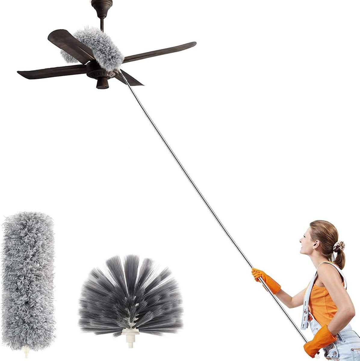 Telescopic Feather Duster Set - Feather Duster - Longest 250cm - Microfiber - Adjustable Telescopic Handle - V1188-MS101-02155-1