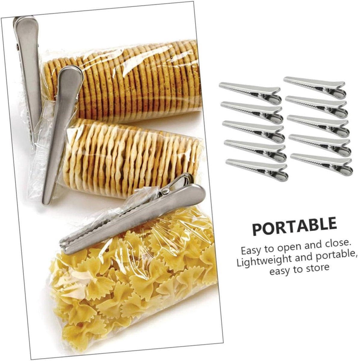 Stainless Steel Sealing Clips - Kitchen Sealing - 10 pieces - 8 cm & 11.5 cm V1188-MS101-02161-1