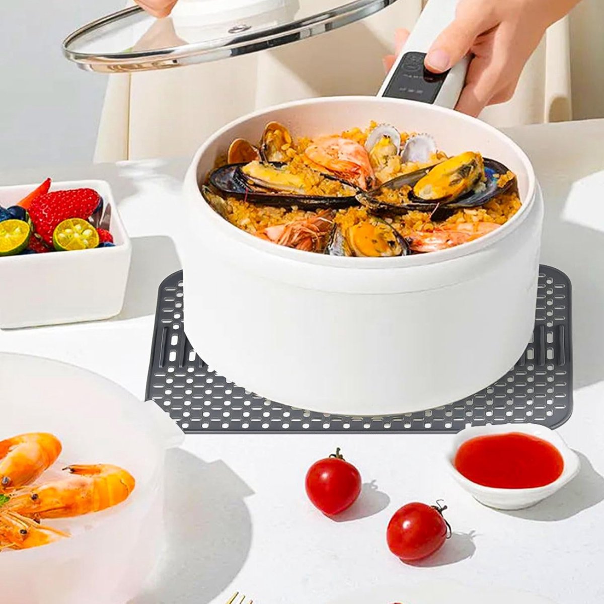 Silicone sink mat - sink protection - 1 piece - dark grey - 43x32 cm V1188-MS101-02180-1