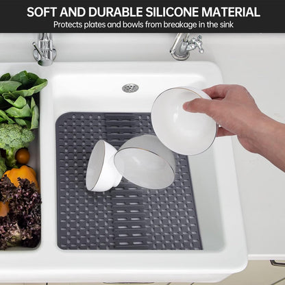 Silicone sink mat - sink protection - 1 piece - dark grey - 43x32 cm V1188-MS101-02180-1