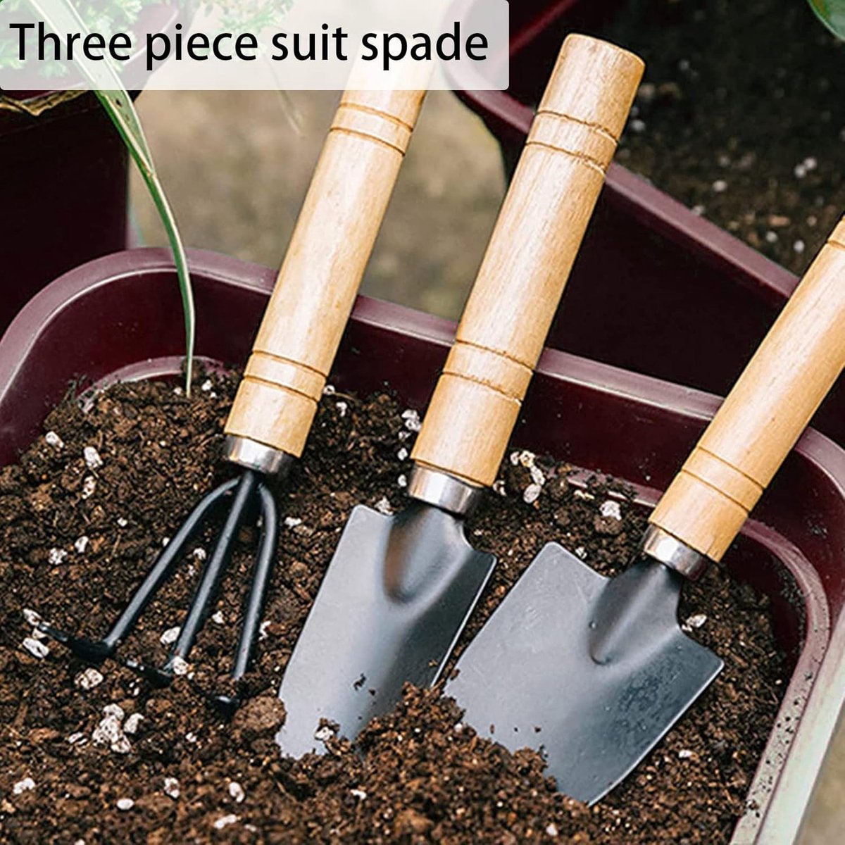 Garden Tool Set - Handy 3-piece set with small trowel for bonsai and plant maintenance V1188-MS101-02186-1