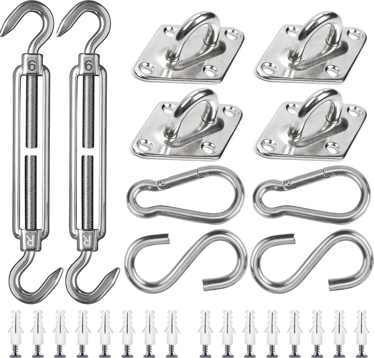 Shade Cloth Mounting Set - 42-Piece - Stainless Steel - Hardware Kit for Sun Sail - For Rectangular / Square V1188-MS101-02188-1