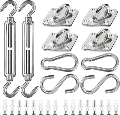 Shade Cloth Mounting Set - 42-Piece - Stainless Steel - Hardware Kit for Sun Sail - For Rectangular / Square V1188-MS101-02188-1