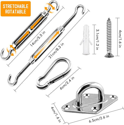 Shade Cloth Mounting Set - 42-Piece - Stainless Steel - Hardware Kit for Sun Sail - For Rectangular / Square V1188-MS101-02188-1