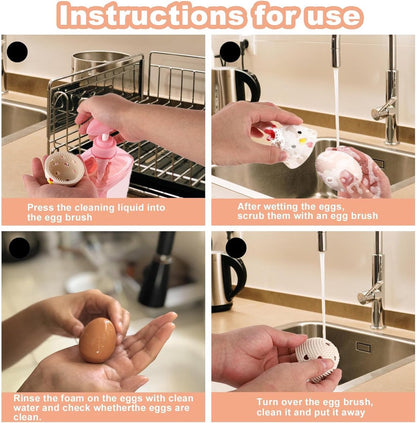 Egg Cleaning Brush 2 Pieces - Silicone Egg Brush Cleaner - Kitchen Accessories - Fresh Egg Brush Cleaner - V1188-MS101-02189-1