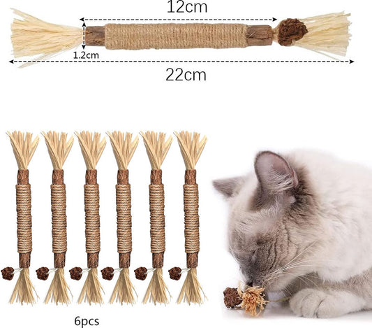 Sticks for Cats - 6 Pieces - Catnip Chew Sticks - Natural Cat Toys - Cat Chew Sticks - Catnip Sticks - V1188-MS101-02191-1