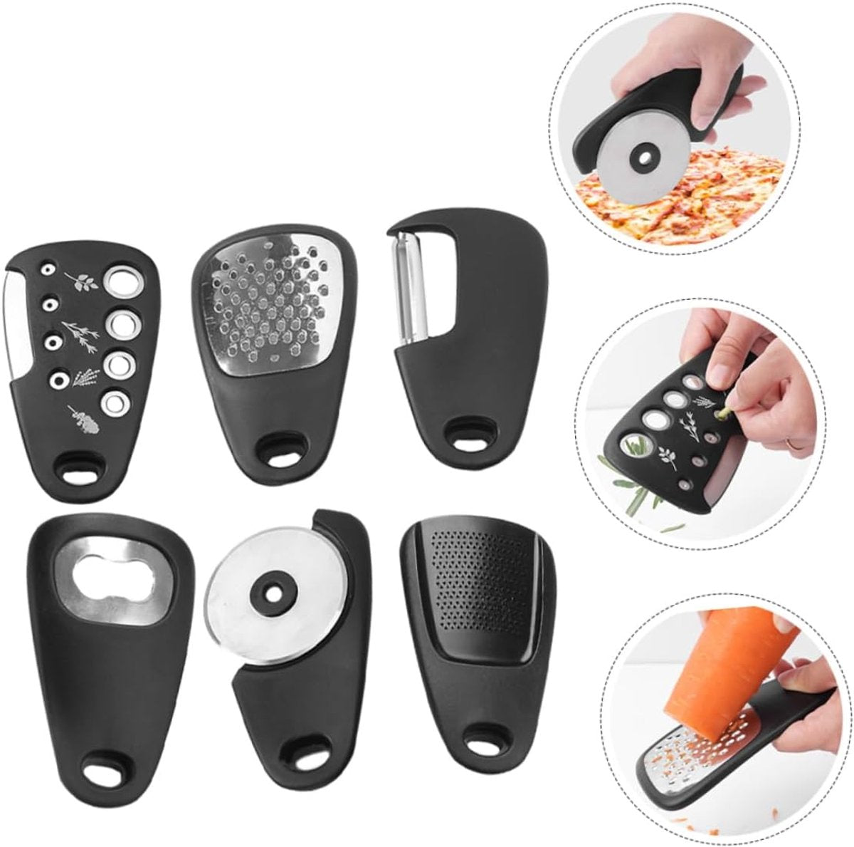 6-piece - kitchen tool set - Multifunctional kitchen tool - portable carabiner - fruit and vegetable peeler - V1188-MS101-02216-1