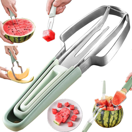 3 In 1 Melon Slicer - Fruit - Cutting - Stainless Steel - Durable - Knife - Fruit Slicer - Fruit Decoration - V1188-MS101-02218-1
