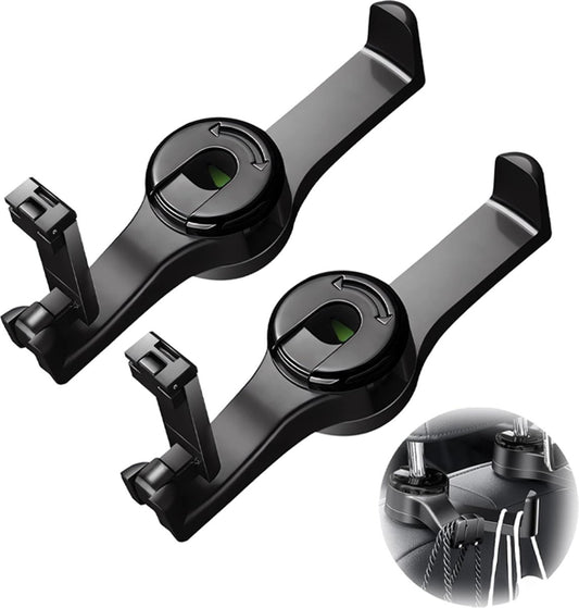 Car Seat Hooks - 2 Pieces - 2 In 1 Car Headrest Hooks - Multifunctional Car Seat Hook - 360 degrees Rotation V1188-MS101-02226-1
