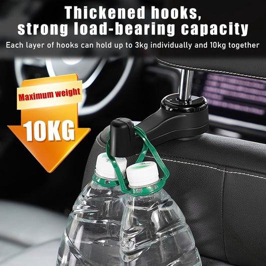 Car Seat Hooks - 2 Pieces - 2 In 1 Car Headrest Hooks - Multifunctional Car Seat Hook - 360 degrees Rotation V1188-MS101-02226-1