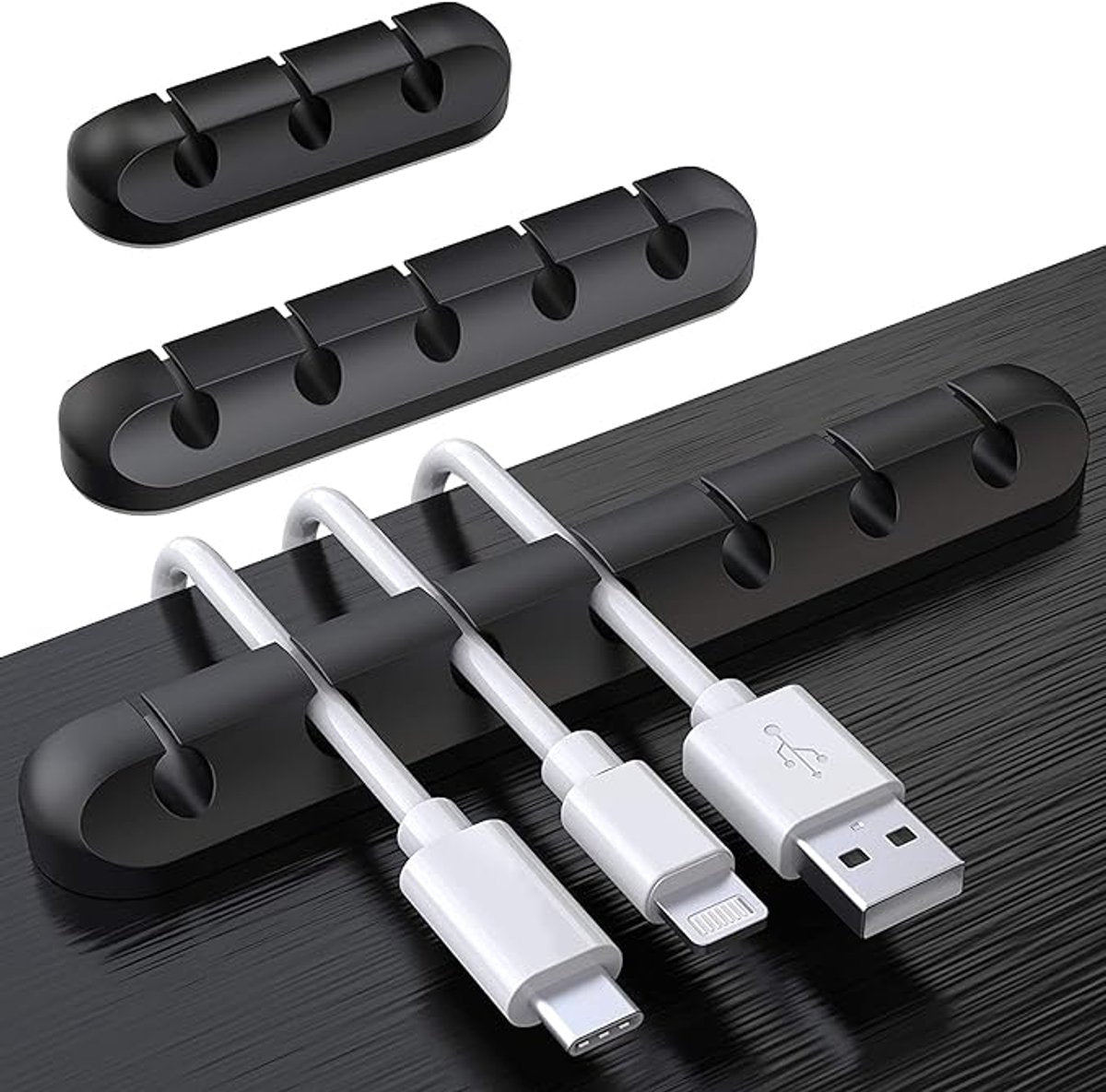 Black cable organizer - Cable net holder - Self-adhesive cable clip - Cable holder - USB cable fastening V1188-MS101-02236-1