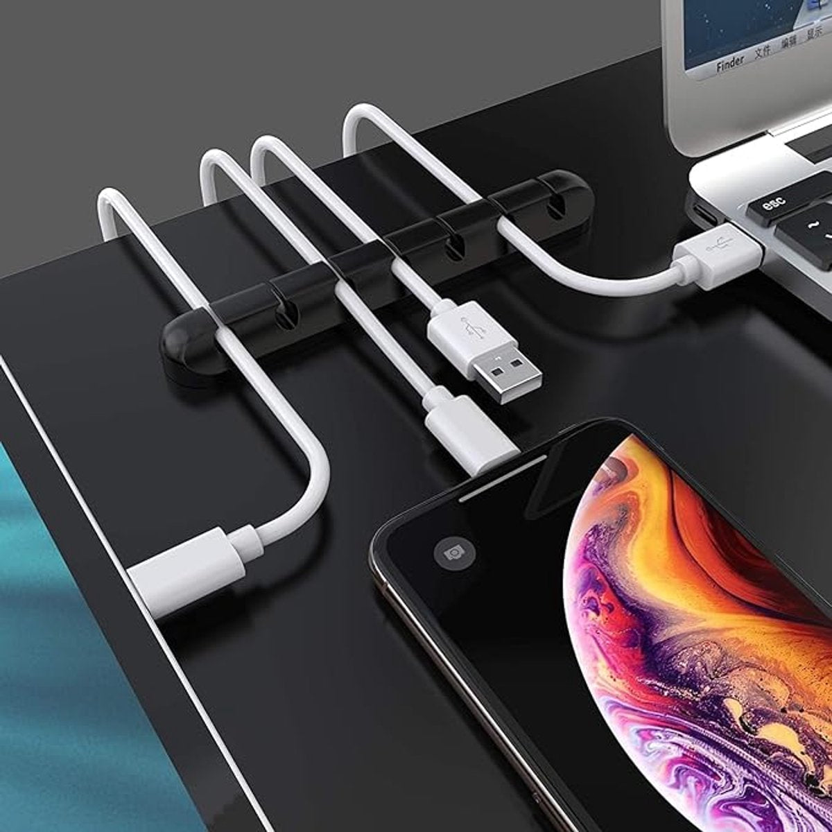 Black cable organizer - Cable net holder - Self-adhesive cable clip - Cable holder - USB cable fastening V1188-MS101-02236-1