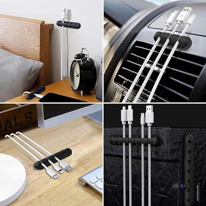 Black cable organizer - Cable net holder - Self-adhesive cable clip - Cable holder - USB cable fastening V1188-MS101-02236-1