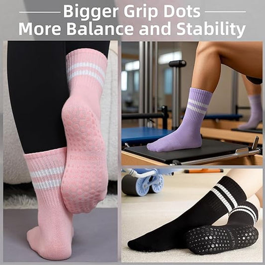 5 pairs - Socks - Women's high Pilates non-slip socks - Yoga Pilates Socks with Grip - Non-slip Cotton Socks V1188-MS101-02240-1
