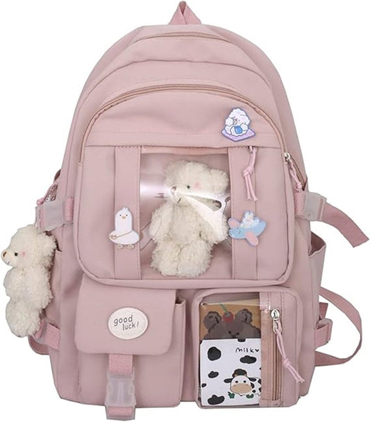 Waterproof backpack for girls - Girl's Backpack With Pin and Accessories - boys' backpack - women's backpack V1188-MS101-02242-1