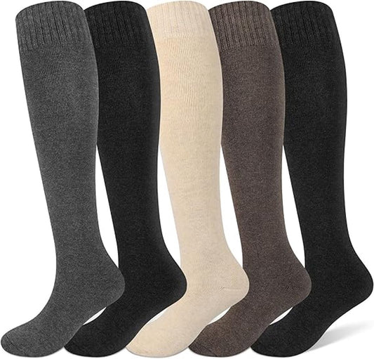 5 Pairs of Knee Socks - Socks - Winter Knee Socks Warm Long Boots - Women's Winter Knitted Overknee Socks - V1188-MS101-02245-1