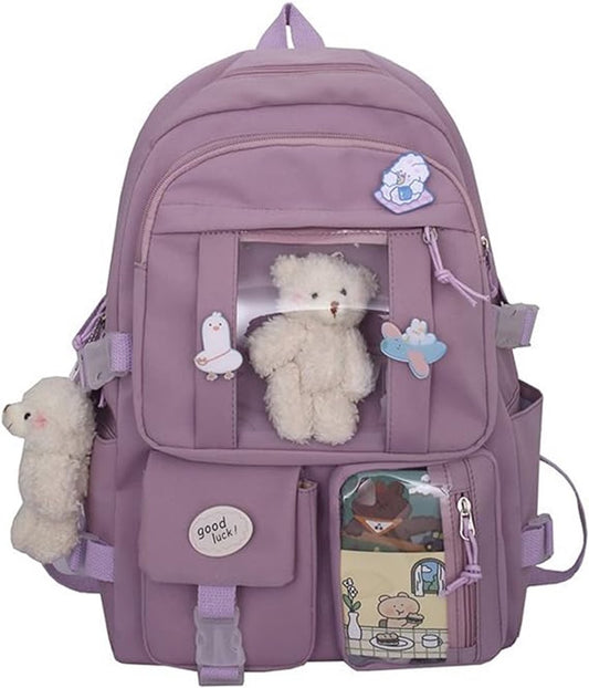 Waterproof backpack for girls - Girl's Backpack With Pin and Accessories - boys' backpack - women's backpack V1188-MS101-02257-1