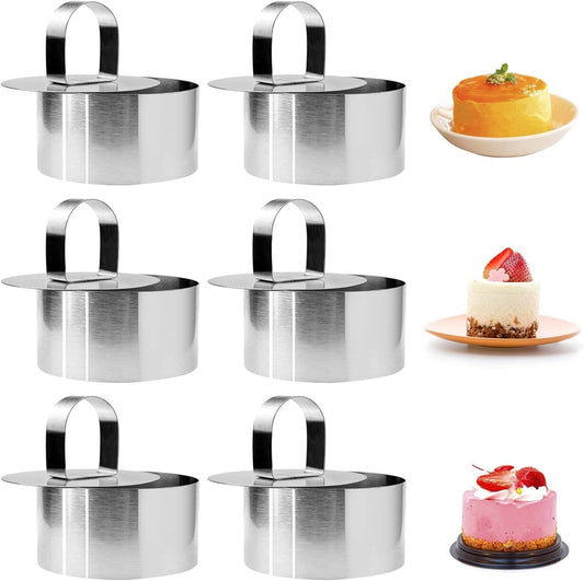 pieces - stainless steel - dessert rings - cake rings - with handle - molds - round dessert ring - for baking V1188-MS101-02270-1