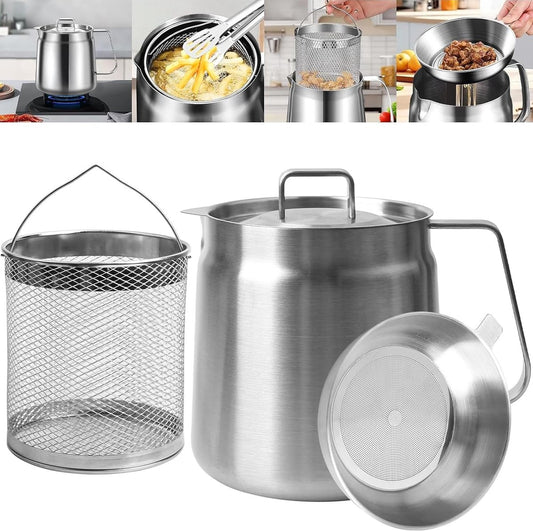 Stainless Steel Deep Fryer - 2 L - Filter Jug - Separates grease residues - Deep Fryer with Basket - Deep V1188-MS101-02277-1
