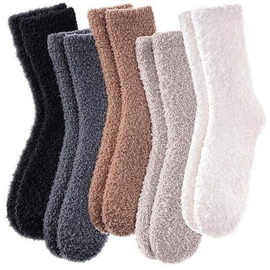 socks - 5 Pairs - Warm Fuzzy Fleece Socks - Women's House Socks - Warm Winter Socks - Fluffy Socks - Sleep V1188-MS101-02287-1