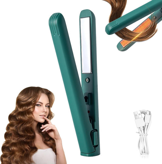 Mini 2-in-1 Curling Iron & Straightener - Dual Function - Portable Travel Curler - Small Hair Straightener - V1188-MS101-02299-1