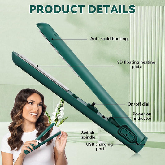 Mini 2-in-1 Curling Iron & Straightener - Dual Function - Portable Travel Curler - Small Hair Straightener - V1188-MS101-02299-1