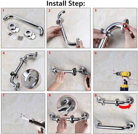 Shower Grab Bar - Stainless Steel - Bathroom Heavy Duty Safety Grab Bars - for the Elderly, Disabled, and V1188-MS101-02306-1