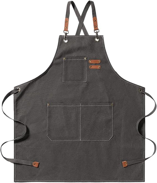 Men's Canvas Apron - Canvas Apron - 3 Pockets - Waterproof - Adjustable - Kitchen Apron for Men and Women - V1188-MS101-02310-1