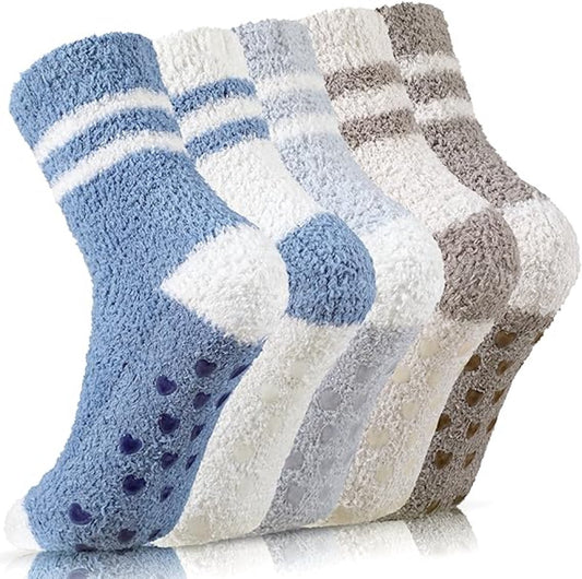 5 Pairs - socks - Non-slip socks - Warm Fuzzy Fleece Socks - Women's House Socks - Warm Winter Socks - Fluffy V1188-MS101-02313-1