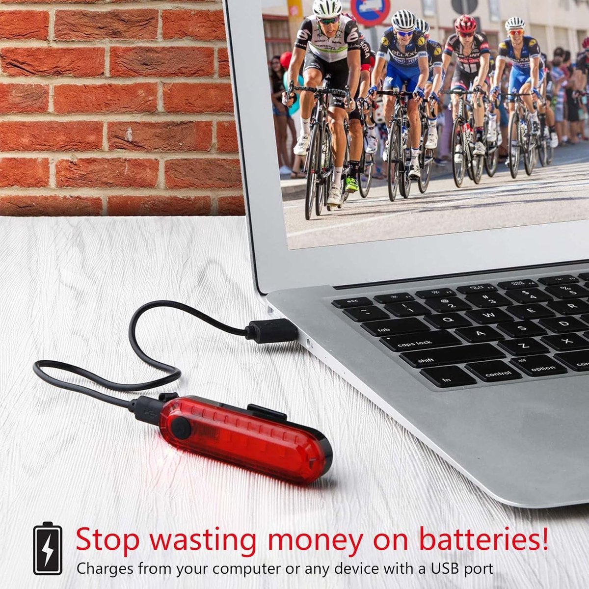 2-Piece Bicycle Light - Bicycle Rear Light - Bicycle Rear Lights - Front Light & Rear Light - USB V1188-MS101-02321-1