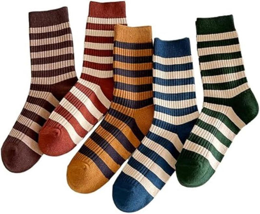 Socks - 5 Pairs of socks - Value pack women's socks Size 36/40 - Women's Socks - retro style colorful striped V1188-MS101-02326-1