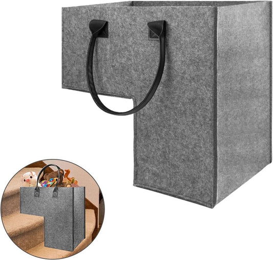 Stair Organizer Basket - Stair Basket - L-shaped Foldable Stair Basket - Storage Bag - Felt Stair Basket - V1188-MS101-02329-1