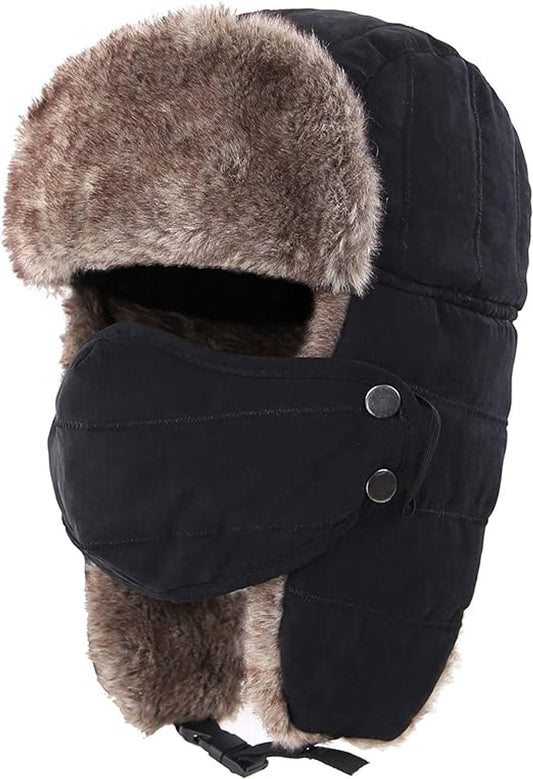 Beanie - men's beanie - Winter beanie - With Ear flaps and Face Mask - Winter Fur - Men's winter hat - V1188-MS101-02339-1