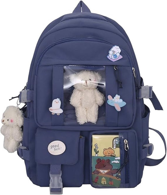Waterproof backpack for girls - Girl's Backpack With Pin and Accessories - boys' backpack - women's backpack V1188-MS101-02344-1
