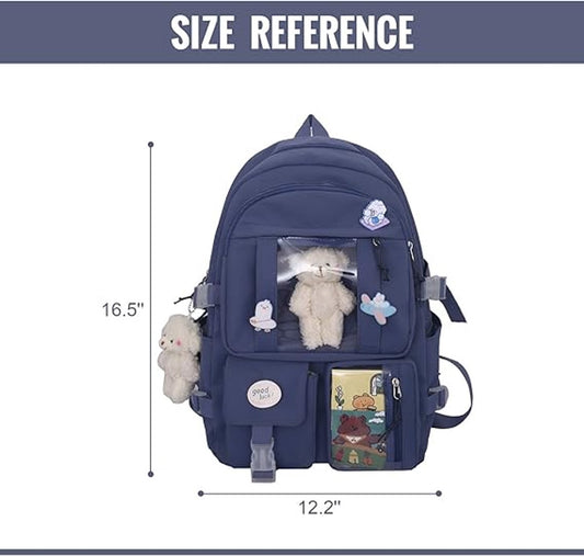 Waterproof backpack for girls - Girl's Backpack With Pin and Accessories - boys' backpack - women's backpack V1188-MS101-02344-1