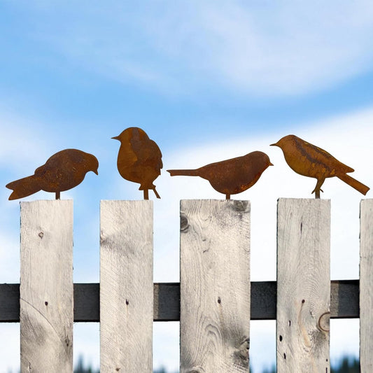 Outdoor Garden Decoration - 4 Pieces Metalbird - Rusty Birds Decoration - Metal Bird Sculptures - Atmospheric V1188-MS101-02346-1