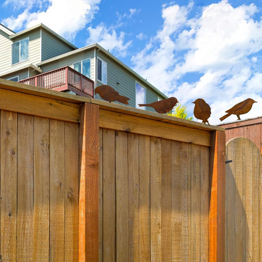Outdoor Garden Decoration - 4 Pieces Metalbird - Rusty Birds Decoration - Metal Bird Sculptures - Atmospheric V1188-MS101-02346-1
